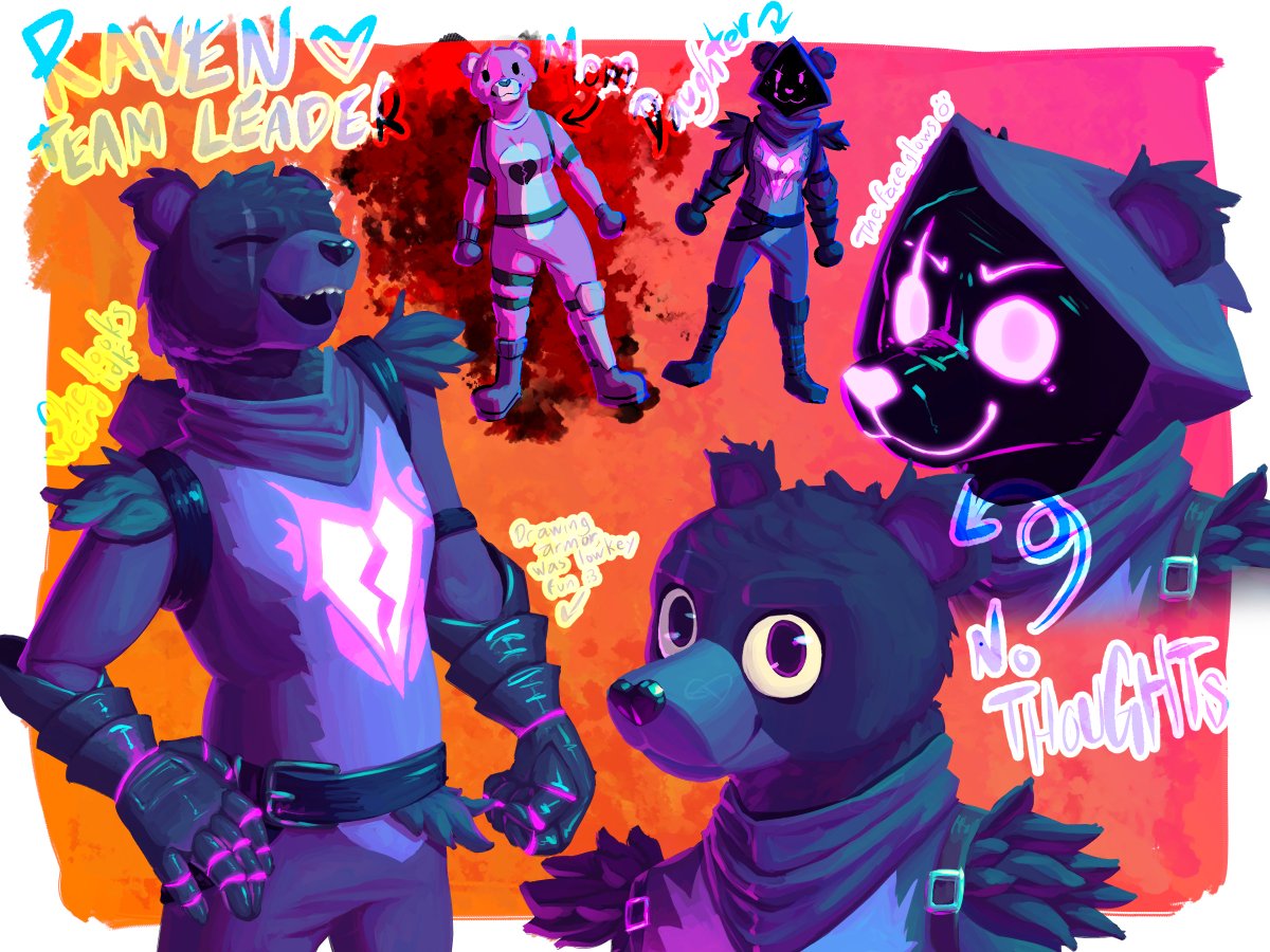 I finished this drawing like a month ago and i forgot to post it lol, how i would like RTL to look with no hoodie on.

#furryart #conceptart #furryfortnite