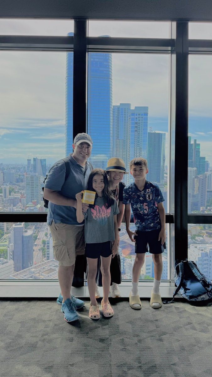 adachan's tweet photo. We took the #SundayTODAY mug around with us today on our outing in Tokyo, Japan.  Adam, Akiko, Ryu and Sakura had a great time visiting Tokyo Dome and Tokyo Tower and stopping off for a few rounds of bowling and finishing the trip with lunch ramen! https://t.co/0AdRP9HQMl