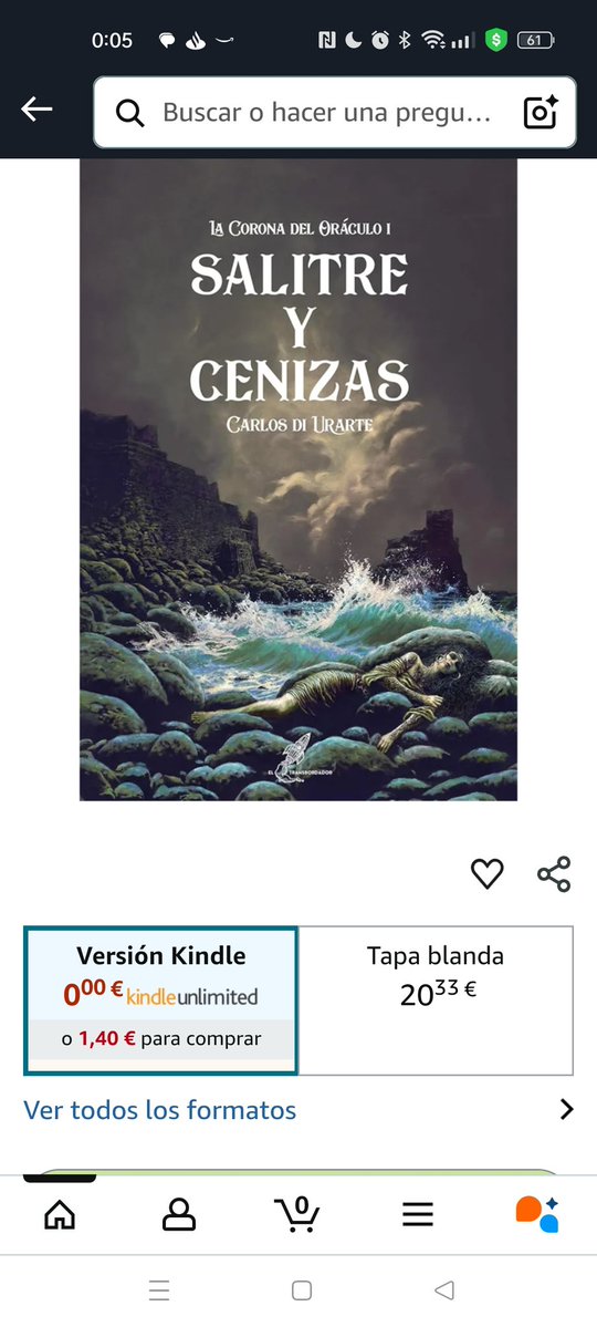 Fujensito's tweet image. Está Salitre y Cenizas de @DiUrarte a 1,40 en kindle. Lo están regalando.