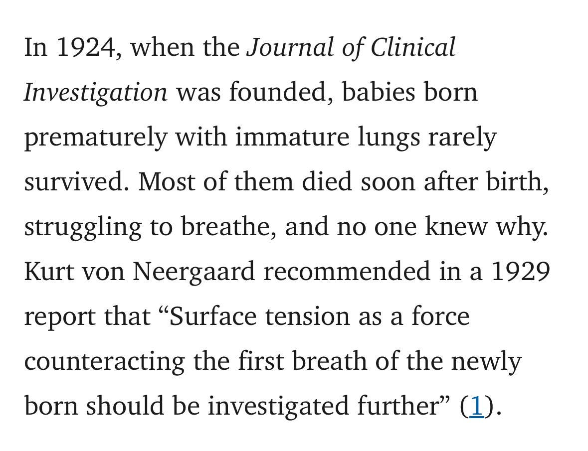 dissproportion's tweet image. Nothing more bonkers than lung surfactant. Almost all premature babies (not just the extremely premature ones) used to die, within hours. Now they almost all live.