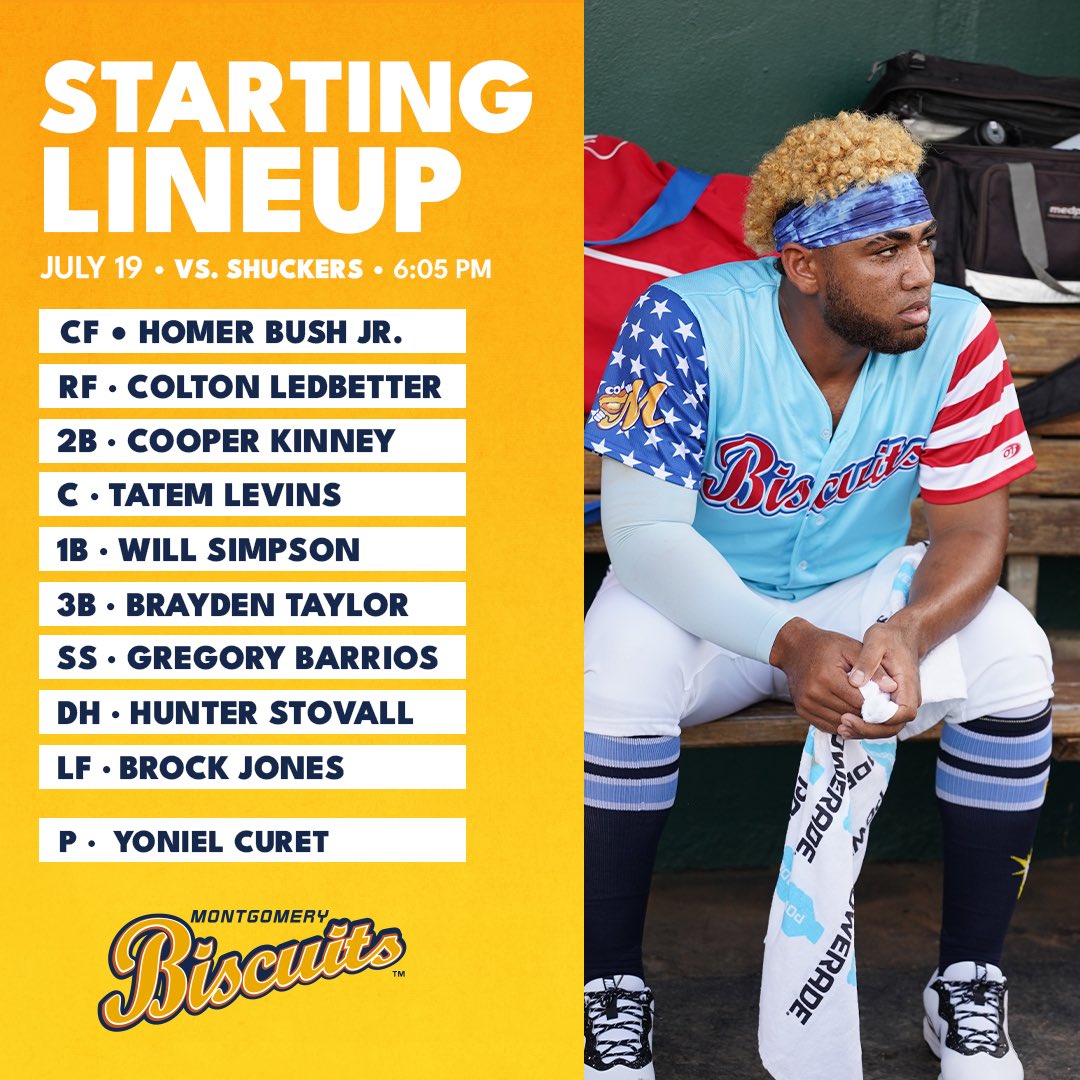 BiscuitBaseball's tweet image. Let’s get a win for all the princesses in attendance tonight! 👸
🆚 Biloxi Shuckers
📍Montgomery Riverwalk Stadium
⏰ 6:05 PM CT
🎟️ tinyurl.com/2ssua54h
📻 rb.gy/zy4sqy
📺 tinyurl.com/27ws7ps7
#ButterUp🧈