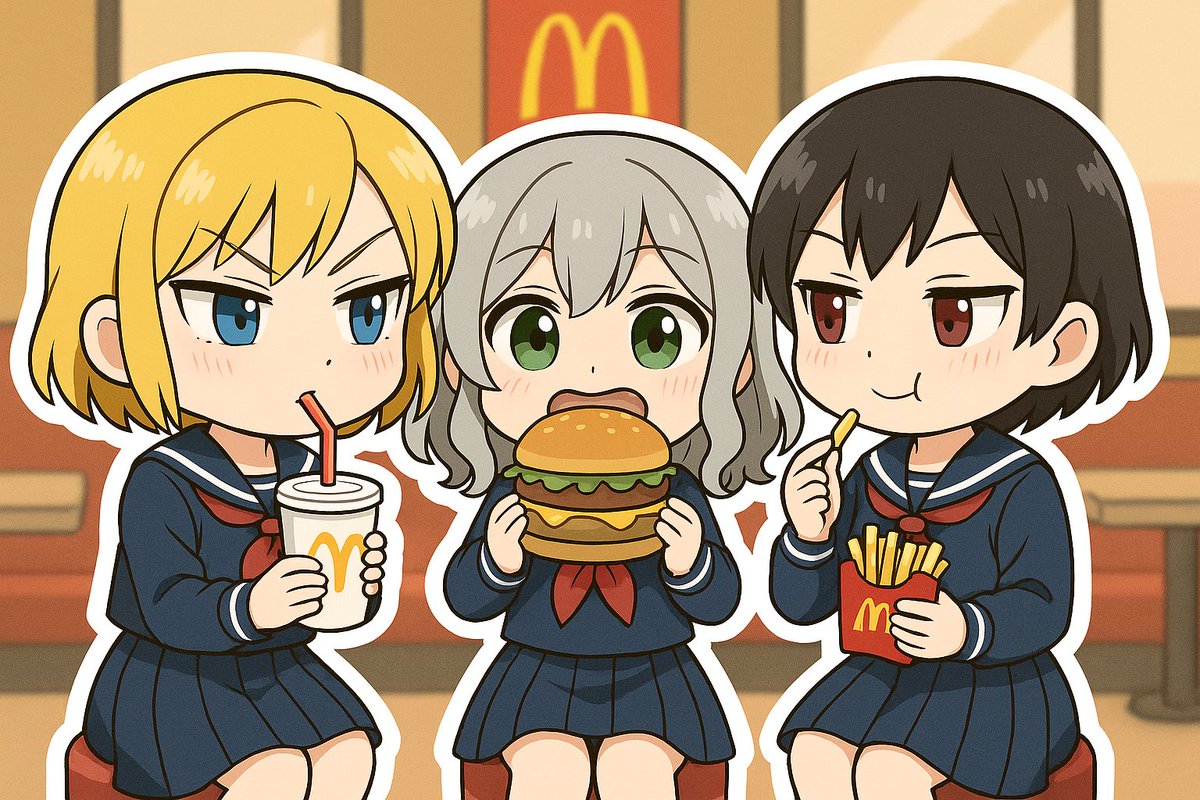 KATTI_ART1976's tweet image. 7月20日は「ハンバーガーの日」なんです🍔
1971年のこの日、銀座三越に日本初のマクドナルドがオープンして…
たくさんの人が集まった、まさに記念すべき日なんですよね。
今日は懐かしい味に思いを馳せながら、のんびりした気分になりたいです…♡
#三人娘 #ハンバーガーの日