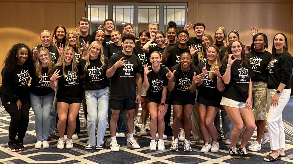 Big12Conference's tweet image. The Big 12 Student-Athlete Advisory Council convened in Dallas for its annual forum to partake in leadership development, job shadowing, career training and community service opportunities.
Commissioner Yormark hosted a listening and feedback session with student-athletes as…