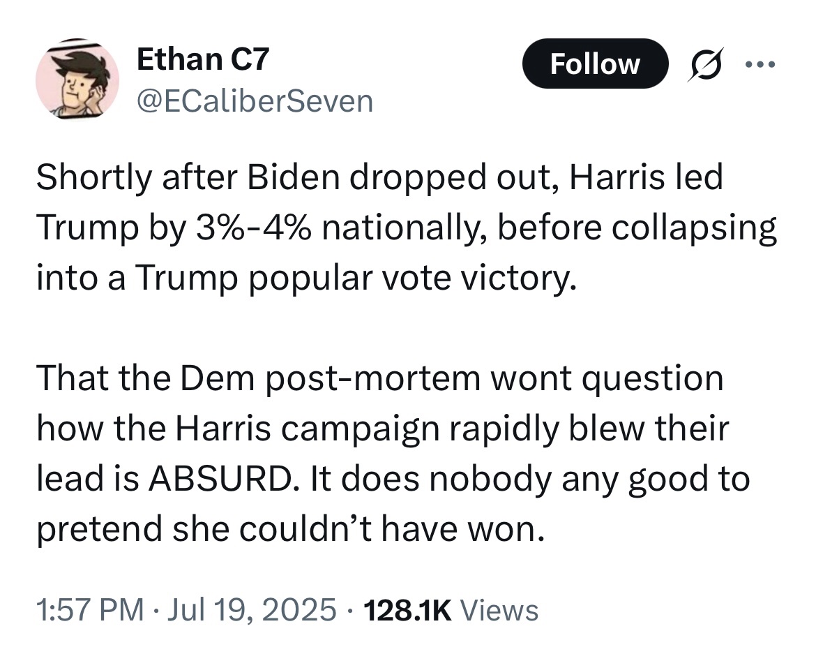 AaronRegunberg's tweet image. I don’t know if there’s ever been a political institution that has been allowed to fail as consistently, with as catastrophic consequences, while facing as little professional or personal accountability, as the leadership and establishment of the modern Democratic Party.