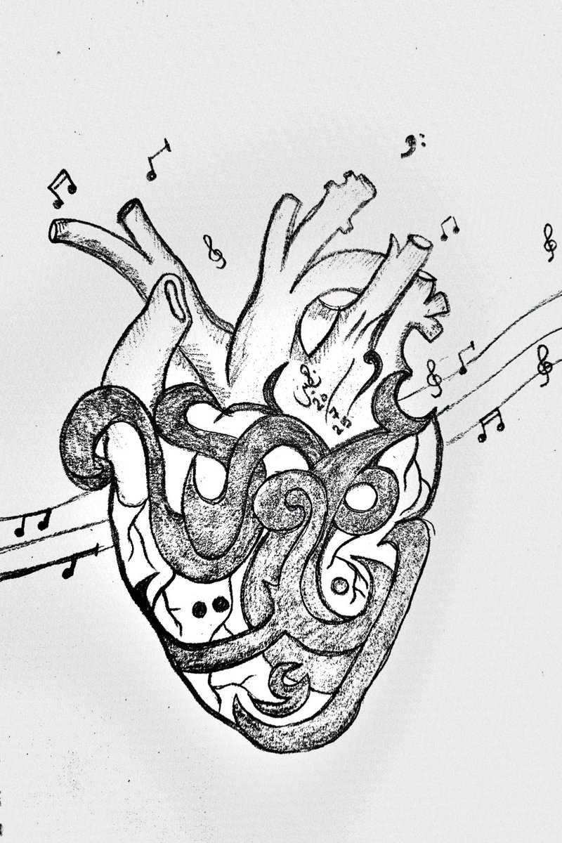 Nuhayer7396's tweet image. Melody of a heart 🖤🎵
#random #drawing #handdraw #music #song #lyrics #hobby #Sketch