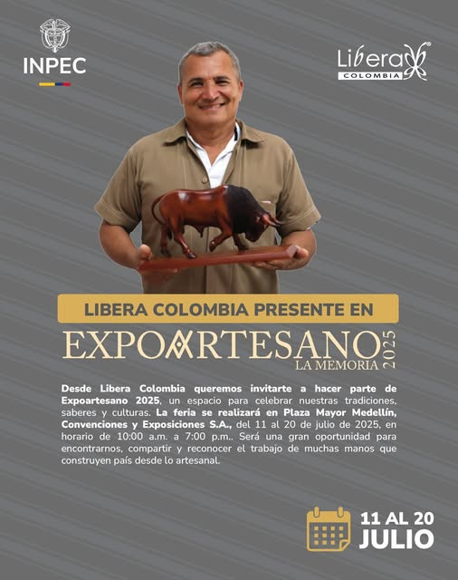 Cuando las manos crean, también reparan.
Este año, Libera Colombia e INPEC están presentes en Expoartesano con una muestra que no solo exhibe piezas, sino historias de transformación.
