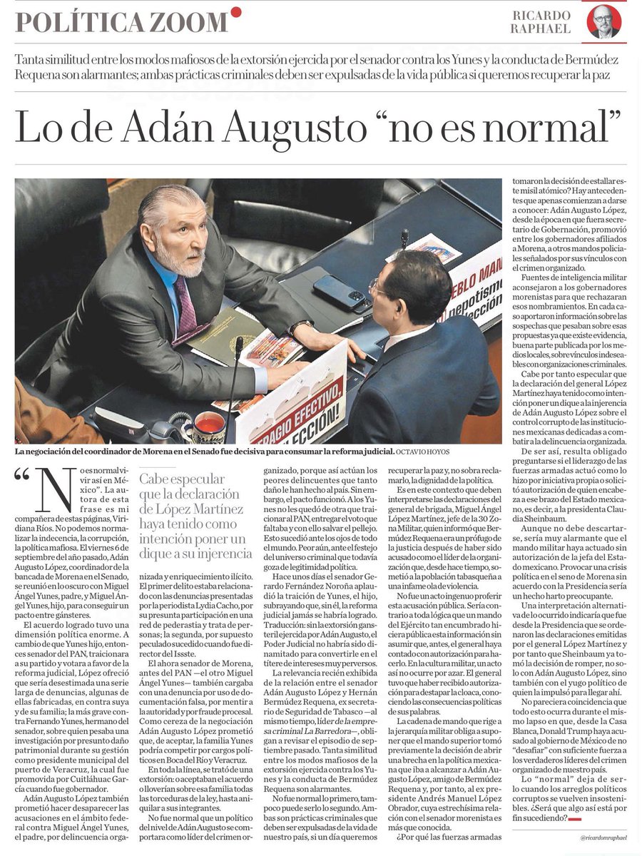 Extraordinaria la columna de hoy de <a href="/ricardomraphael/">Ricardo Raphael</a>
