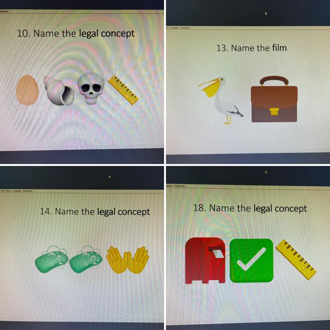 ParlCharlie's tweet image. Three years ago today was the CALC conference, online because of the pandemic. Still one of the more fun law nerd trivia games -- name it using emojis :-)