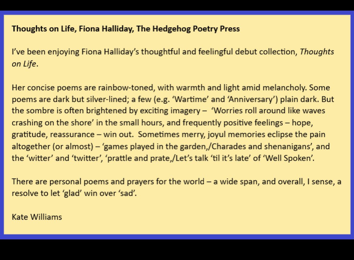 FionaHalliday1's tweet image. Thank you to all who’ve bought ‘Thoughts on Life’,and all those who have sent reviews and comments. I still have author copies available and will keep the price at £6.00, until the end of July. £1.00 from every copy goes to Willow Wood Hospice. Dm for information 🌼#poetry