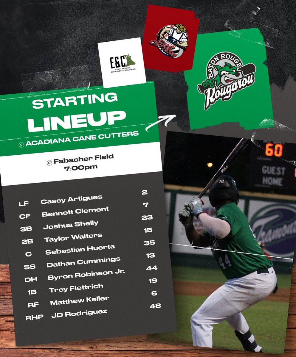 BRRougarou's tweet image. Tonight’s starters are ready.
#BatonRougeRougarou #Baseball #TCL #SummerBaseball #Gameday #FirstPitch
#AcadianaCaneCutters