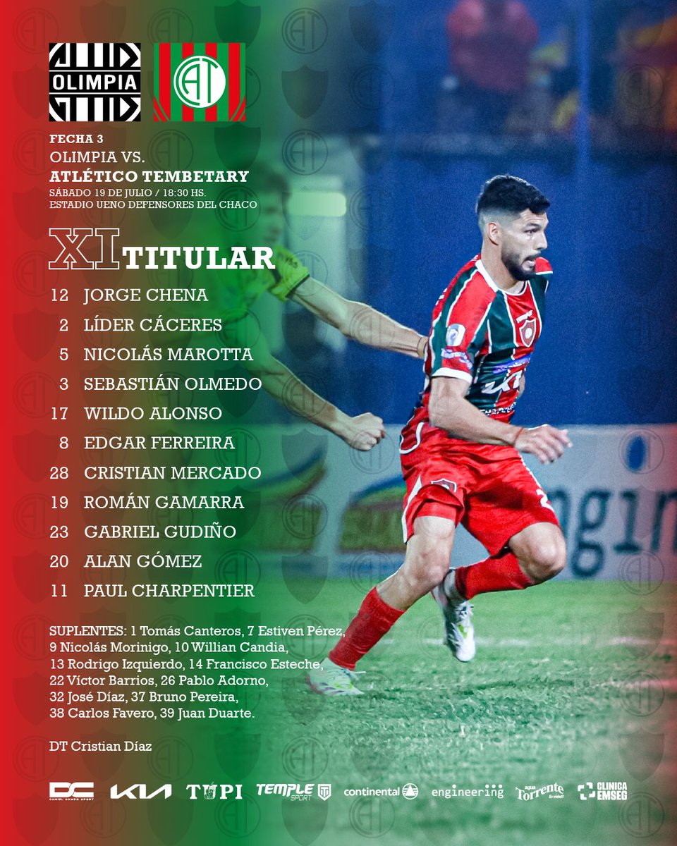 🇵🇾 #CopadePrimera #Clausura2025 
☑️ Fecha 03 ▶️ Así salen a la cancha !!!
⚫️⚪️ #Olimpia vs🟢🔴 #Tembetary
📷 <a href="/elClubOlimpia/">Club Olimpia</a> <a href="/a_tembetary/">Club Atlético Tembetary</a>