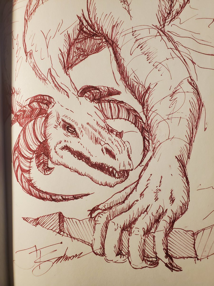 jt_salmon's tweet image. In the world of Permius, magma dragons are by far the most dangerous threat, and the chief foe of all in the Dragon Wars. Read about it in: Shilan.

This is an early concept sketch of what they&apos;d look like, but I&apos;m still workshopping it.

#ConceptArt #selfpublished #dragons
