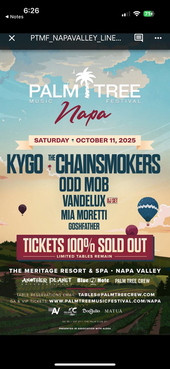 palmtreefest's tweet image. THANK YOU NAPA! 😍 You all must be as excited for this one as we are because GA & VIP tickets are already 100% sold out!
Limited tables are still available, please email tables@palmtreecrew.com for more information ✨