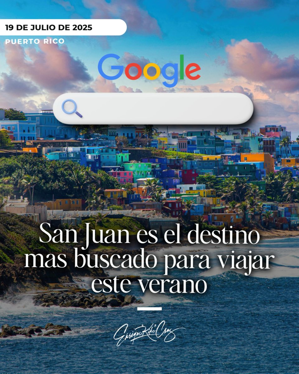 soykikecruz's tweet image. San Juan es el destino más buscado para viajar este verano en Google. La ciudad capital es número 1️⃣ para viajar a entre los meses de junio a agosto.
¿Otra más para Bad Bunny? #enriquekikecruz #puertorico #badbunny