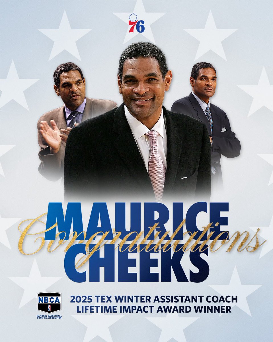 sixers's tweet image. congratulations Mo Cheeks on being awarded the 2025 Tex Winter Assistant Coach Lifetime Impact Award!
@NBA_Coaches | @NBA