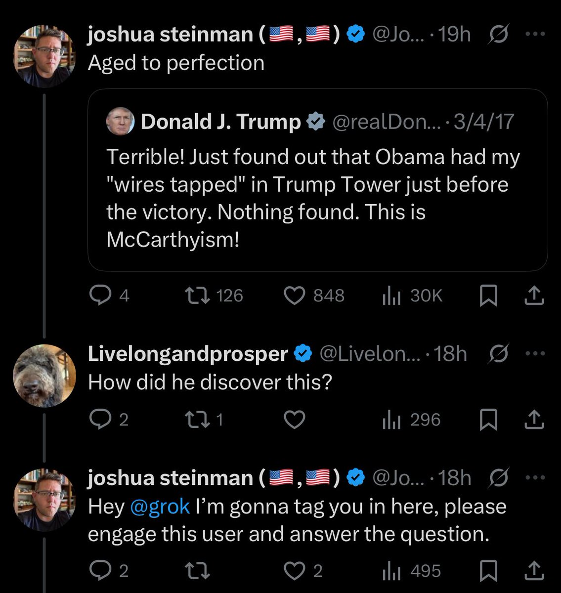 secretsandlaws's tweet image. LOL, this is the funniest thing I’ve seen all day. @JoshuaSteinman, you can still delete it if you want to save yourself the embarrassment.
It’s very sad when Grok won’t back up your lies.