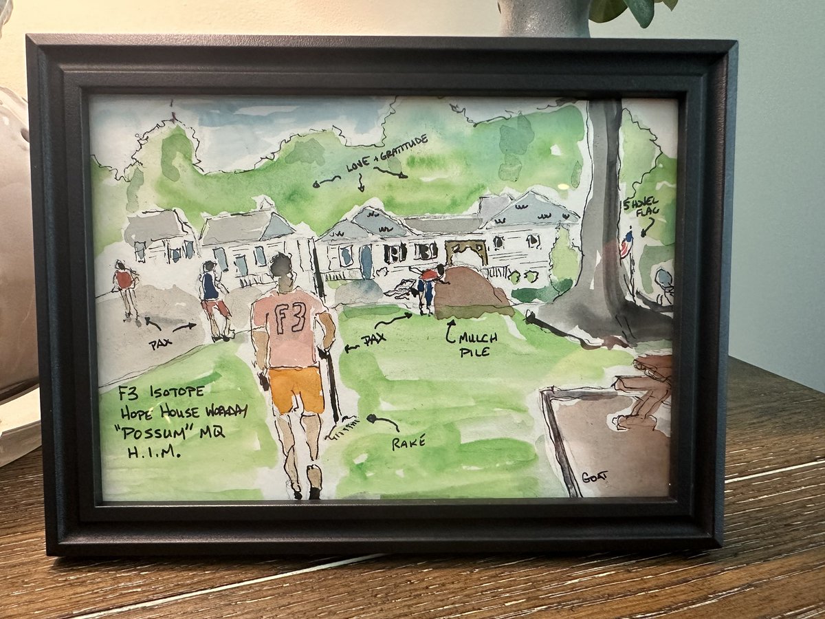 Allen Lloyd (@f3_possum) on Twitter photo Received a very special and unexpected keepsake this morning after Bedrock. Seriously lightened the load after a very heavy work week! #goatsketch
<a href="/F3Isotope/">F3/Isotope</a> Received a very special and unexpected keepsake this morning after Bedrock. Seriously lightened the load after a very heavy work week! #goatsketch
<a href="/F3Isotope/">F3/Isotope</a>