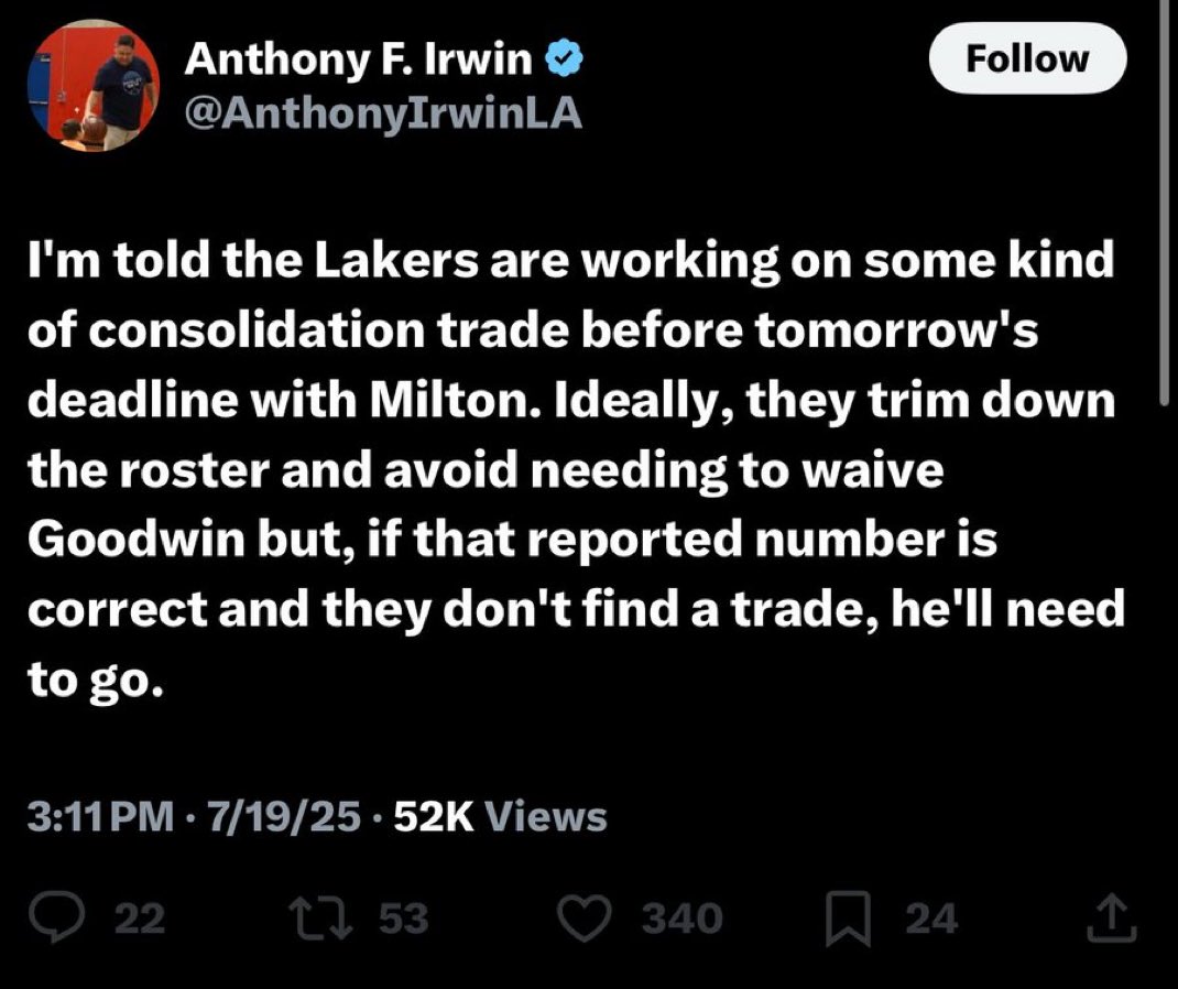 playoffjake's tweet image. Got this scoop but not the Marcus Smart, De’Andre Ayton, or Jake LaRavia scoop.
Nice. Be safe out there Lakers fans.