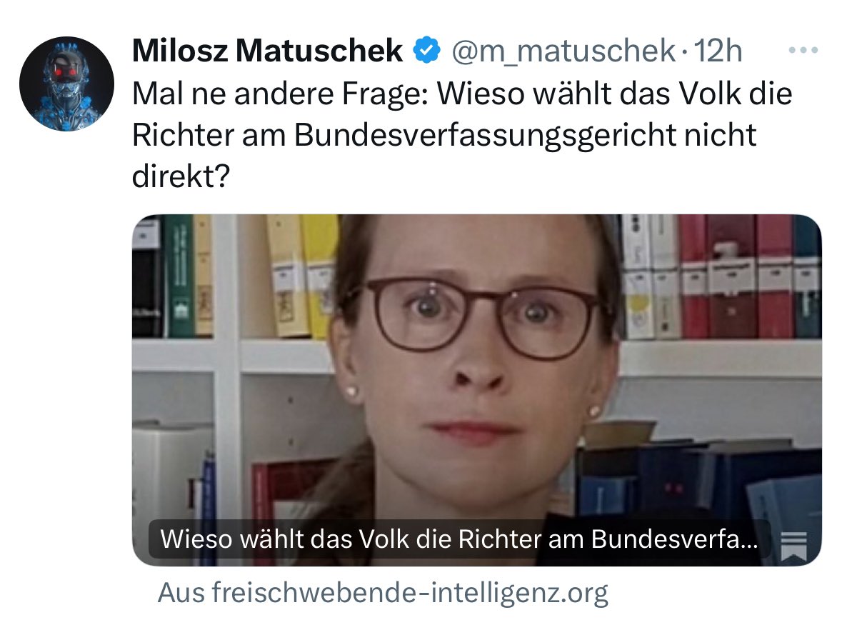 DBreymann's tweet image. Eine völlig berechtigte Frage; ich denke auch, das Volk sollte die Chefärzte in Kliniken direkt wählen @BVerfG #verfassungsrichter