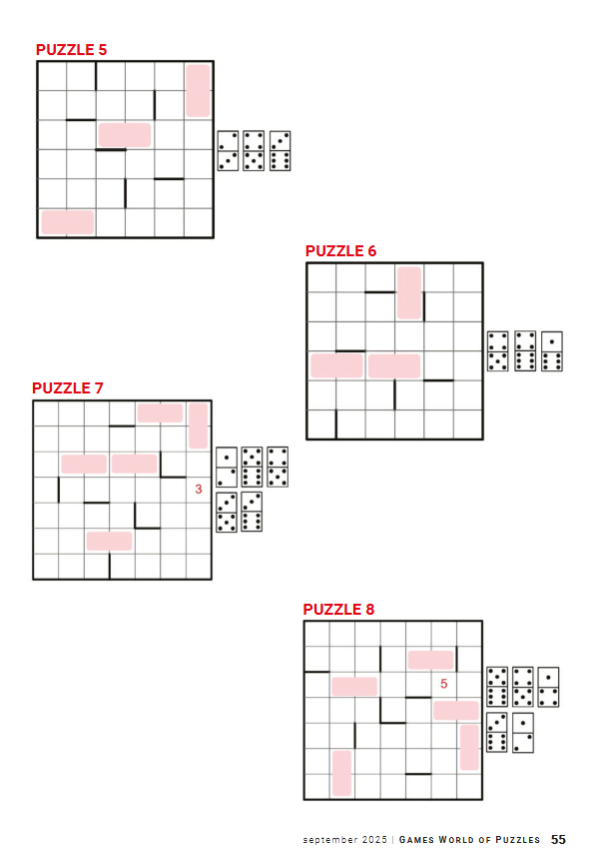 Games World of Puzzles, September 2025, ONE UP DOMINOES