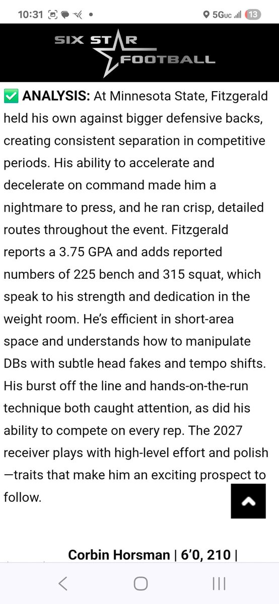Trace Fitzgerald (2027) (@tracefitz4) on Twitter photo Thank you <a href="/sixstarfootball/">Six Star Football | PLUS+</a> for a great write up! <a href="/cprebelfootball/">CP Football</a> <a href="/E7United/">E7 United</a> <a href="/PrepRedzoneMN/">Prep Redzone Minnesota</a> Thank you <a href="/sixstarfootball/">Six Star Football | PLUS+</a> for a great write up! <a href="/cprebelfootball/">CP Football</a> <a href="/E7United/">E7 United</a> <a href="/PrepRedzoneMN/">Prep Redzone Minnesota</a>
