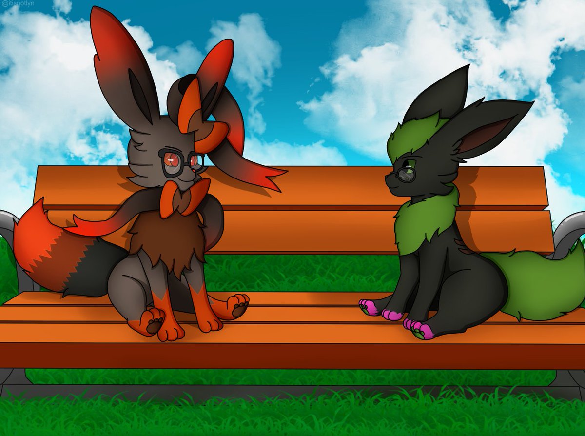 ItisnotLyn's tweet image. Flare and Sylv at the park! For @Forest_Flareon