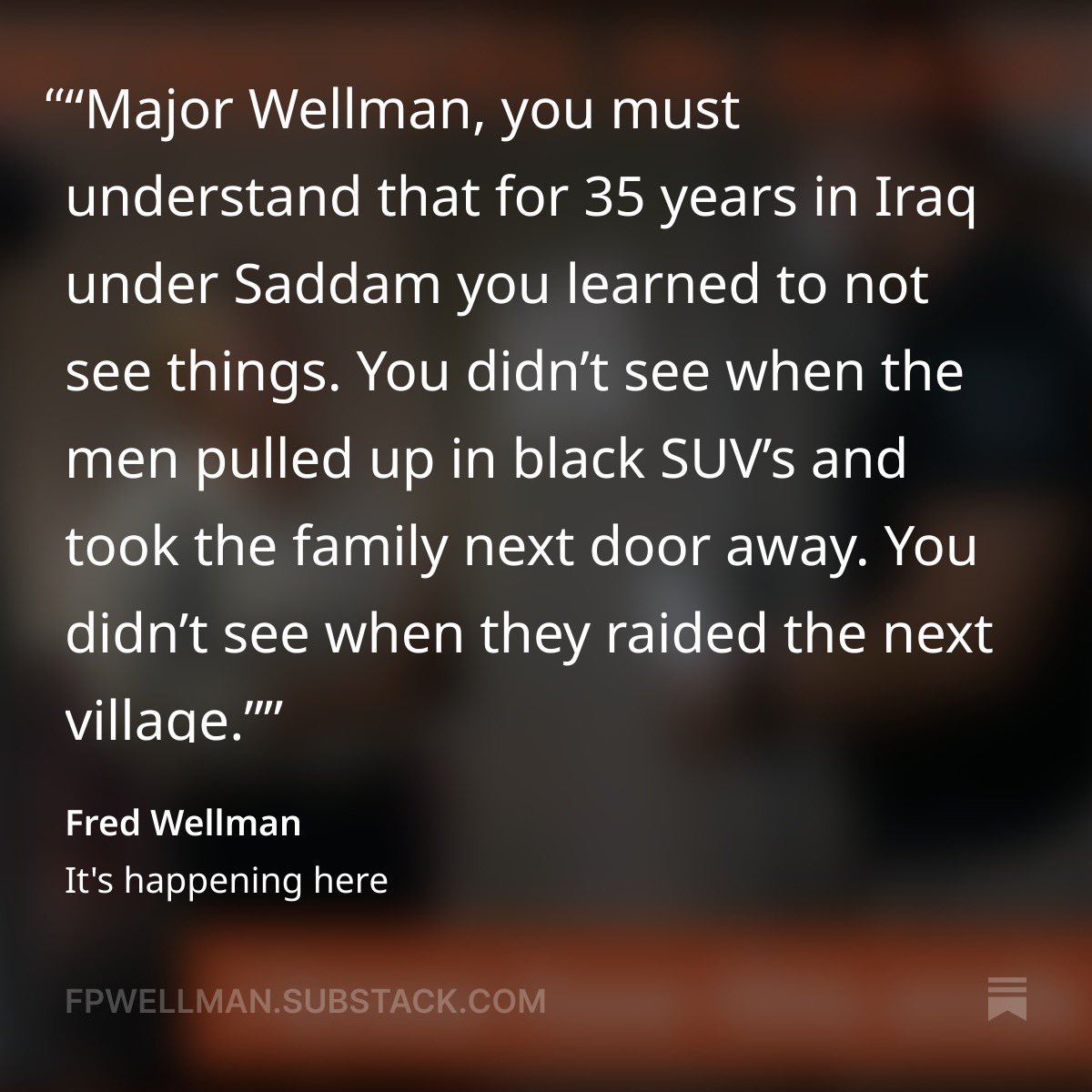 Look at this young woman’s face. In seconds she was taken by the anonymous goon in the mask. This has happened elsewhere and I know how it ends. I learned about it sitting in mud brick building in northern Iraq. (1/2)