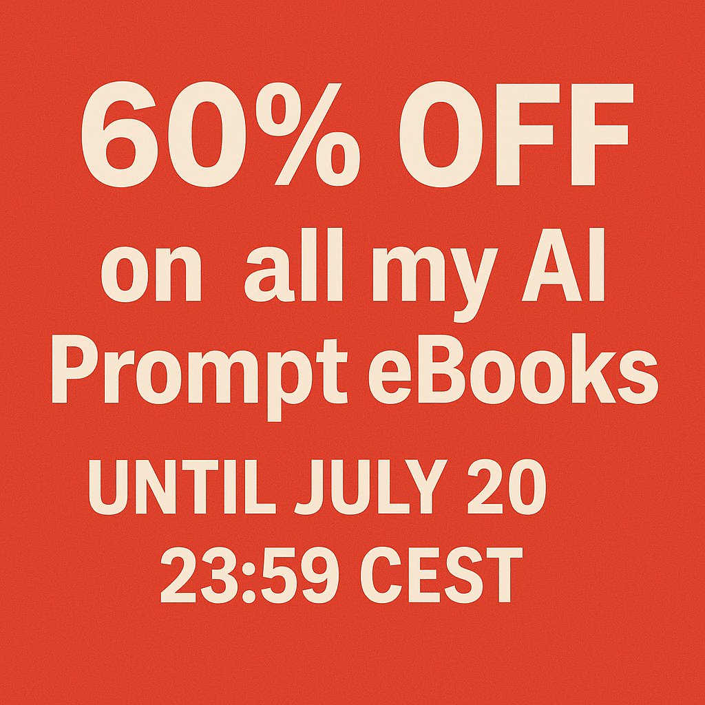 IndieDevDad's tweet photo. 🎯 60% OFF on all my AI Prompt eBooks for devs (Java, TensorFlow, RAG, Cybersecurity, Medical Healthcare)!
Only until July 20 – 23:59 CEST
Grab yours now👇
🔗 https://t.co/O996sWlOpW
🎟️ Code: RCU02M1

#AI #developers #promptengineering #ebooks #Java #TensorFlow #Cybersecurity https://t.co/LjdbLzGEoT