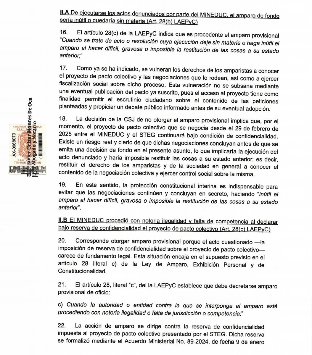 dcuevas_gtv's tweet image. La discusión de la confidencialidad del pacto colectivo de educación vuelve a la @CC_Guatemala. Edgar Ortiz presenta apelación y busca que la CC ordene a la CSJ la transparencia de la negociación entre el STEG y Mineduc, luego que la CSJ no les otorgó un amparo provisional.