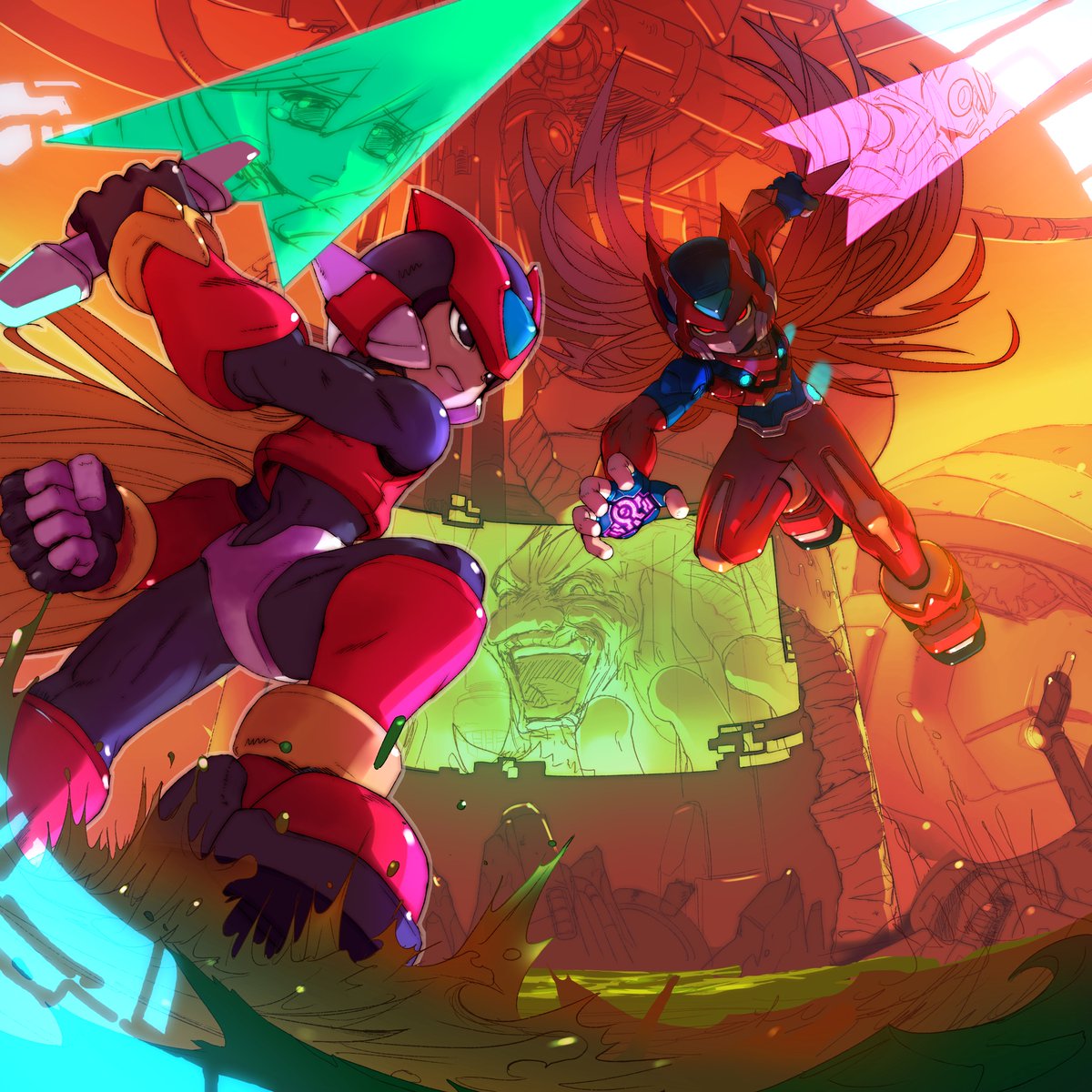 dink (@watashi_wa_dink) on Twitter photo Album cover illustrated for <a href="/ResonantUnion/">Resonant Union @ Everlasting Ethos MMZ Album 7/19</a> 's Mega Man Zero arrangement album: Everlasting Ethos Album cover illustrated for <a href="/ResonantUnion/">Resonant Union @ Everlasting Ethos MMZ Album 7/19</a> 's Mega Man Zero arrangement album: Everlasting Ethos