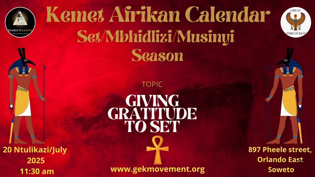 GEK_movement's tweet image. Hotep Royals please join us for umphahlo and lecture by Master Teacher Mkhulu Nsingiza tomorrow at 11:30 am esgodlweni- 897 Phiela street Orlando East, Soweto. GEK market will be open for all your sacred items, books and merchandise 🙏🏿