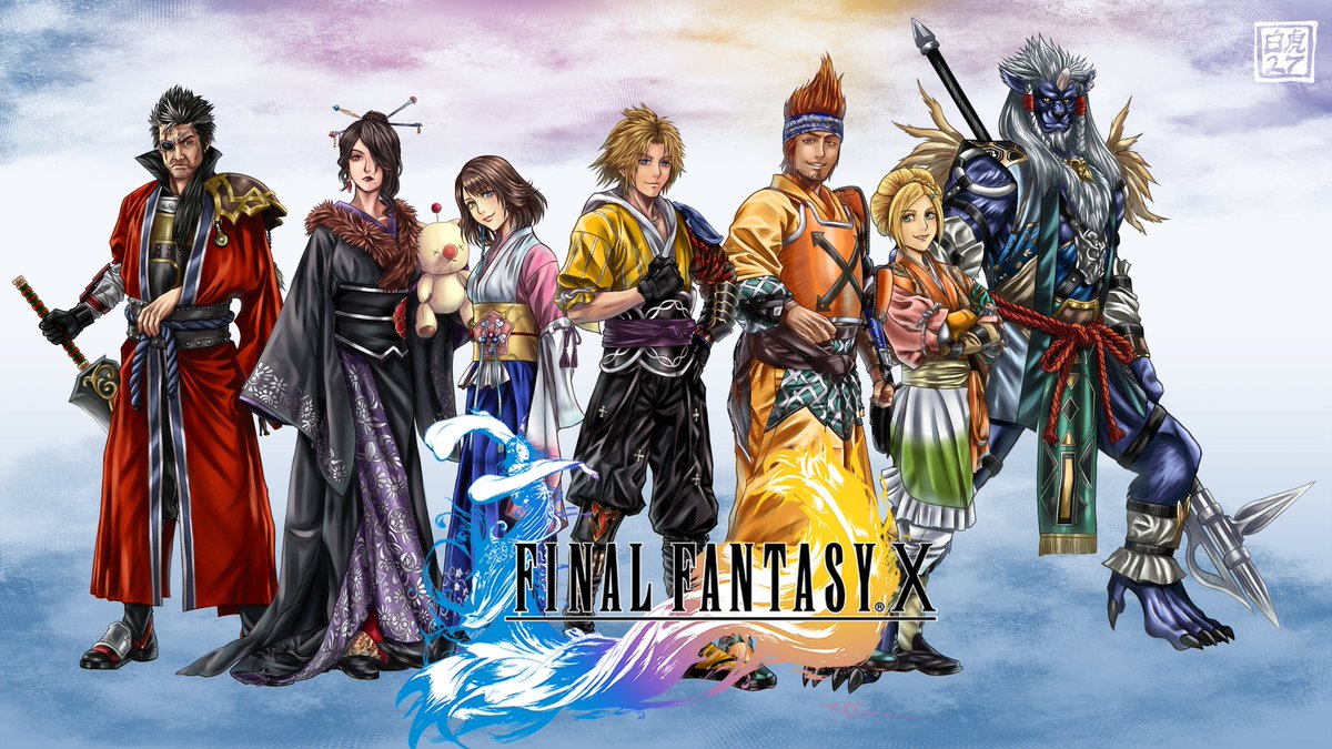 ByakkoArt's tweet image. My full body art of the cast in their kabuki outfits for Final Fantasy X's 24th anniversary.
#FF10 #FFX #FF10_24周年 #FF10_24th #SquareEnix #FFX歌舞伎