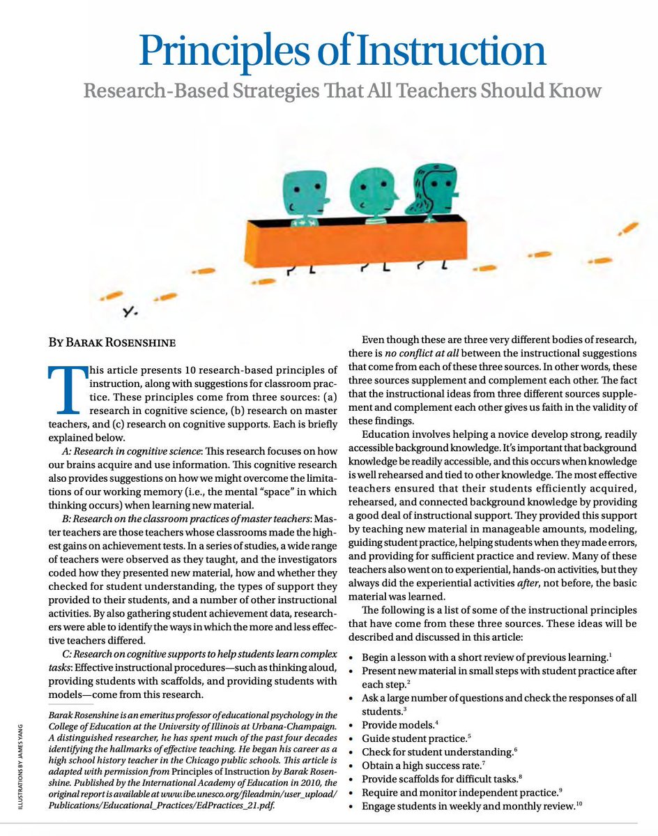 As I return to classroom teaching this fall, I've been revisiting Barak Rosenshine's "Principles of Instruction" for practical, research-backed teaching strategies. His approach cuts through the noise with clear, actionable guidance about what actually works in classrooms - like