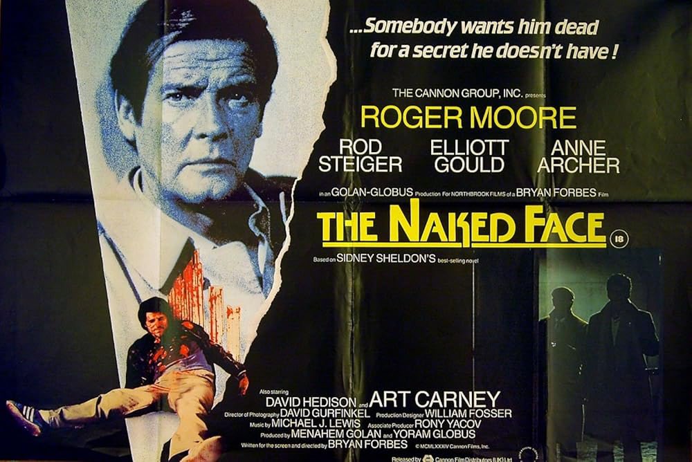 SelectWomanTaft's tweet image. Cannon Films’ The Naked Face (1984) stars post-Octopussy Sir Roger Moore as a Chicago shrink hounded by a killer.
Mildly engrossing but slow. Worthwhile for its cast: Rod Steiger, Art Carney, Anne Archer, David “Felix Leiter” Hedison, and dumb Elliott Gould.
👵🏼🍿