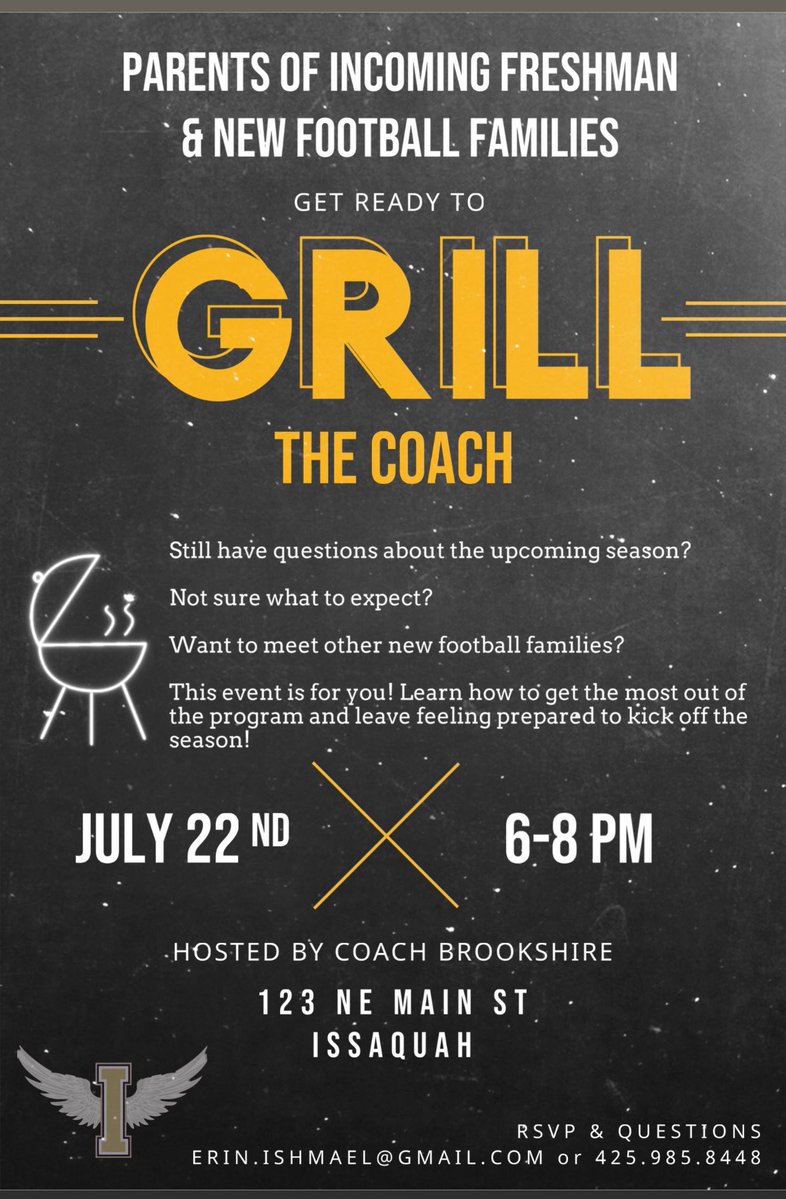 issaquahfb's tweet image. Are you the parent or guardian of an athlete that is new to our program? Come spend the evening with other families, connect with some returning parent members and get your questions answered.