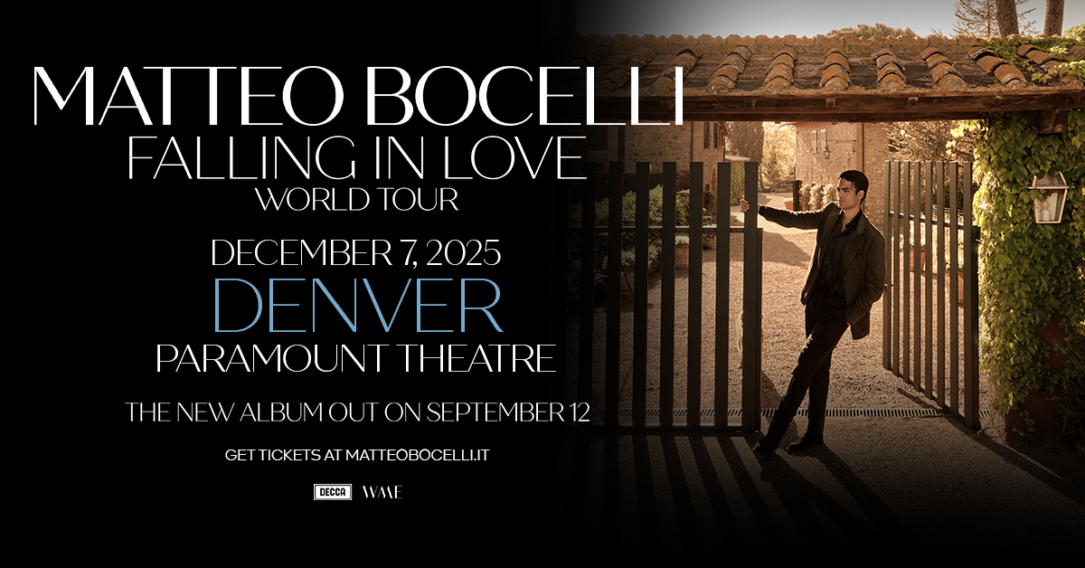 Just Announced! Matteo Bocelli will perform at Paramount Theatre on December 7. Tickets On Sale Friday at 10am: tix.paramountdenver.com/25MatteoBocell…