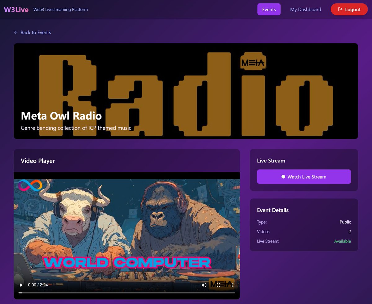 DeGenX (@icpdegenx) on Twitter photo This is what an individual event page looks like. 
<a href="/MetaOwlRadio/">Radio</a> is a good test because we can list the individual songs in addition to the LIVESTREAM. 
Please listen to his songs, they are legit  🔥🔥🔥 This is what an individual event page looks like. 
<a href="/MetaOwlRadio/">Radio</a> is a good test because we can list the individual songs in addition to the LIVESTREAM. 
Please listen to his songs, they are legit  🔥🔥🔥