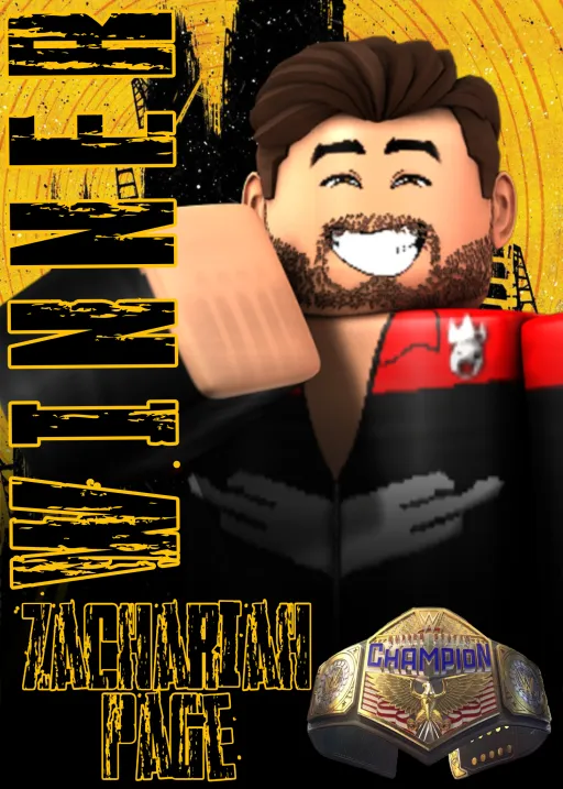 WWERBLXpage's tweet photo. Zachariah Page manages to pin Ricochet to become the new United States Champion! #RBLXMITB https://t.co/B07mlasY0Y