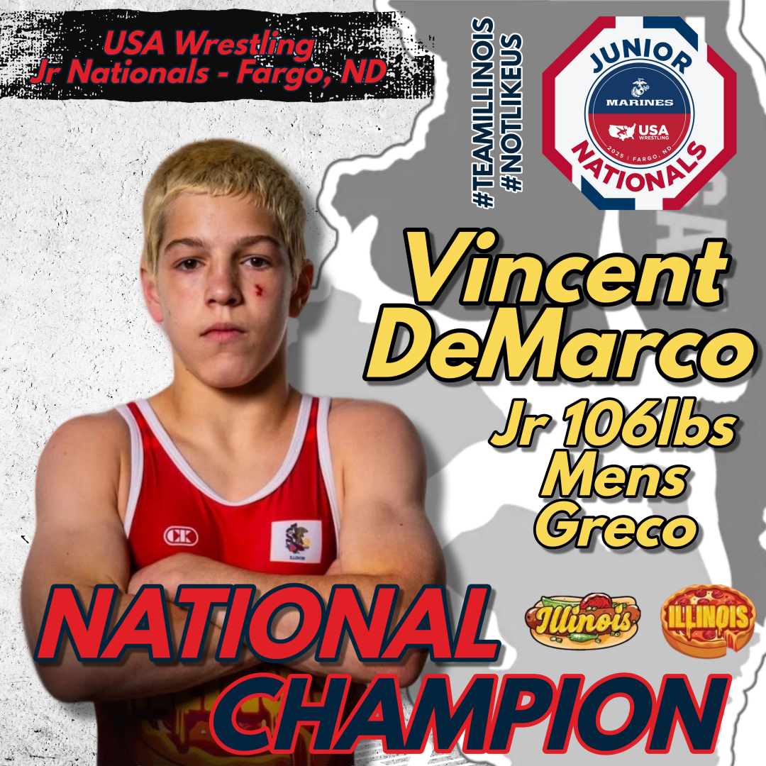 ILUSAW-Team Illinois (@ilusaw) on Twitter photo Congratulations to Vincent DeMarco, who is the 2025 Junior Greco-Roman NATIONAL CHAMPION at 106 lbs. <a href="/USMC/">U.S. Marines</a> <a href="/bluechiptweets/">Blue Chip Wrestling</a> <a href="/CKAwrestling/">Cliff Keen Wrestling</a> <a href="/USAWrestling/">USA Wrestling</a> Congratulations to Vincent DeMarco, who is the 2025 Junior Greco-Roman NATIONAL CHAMPION at 106 lbs. <a href="/USMC/">U.S. Marines</a> <a href="/bluechiptweets/">Blue Chip Wrestling</a> <a href="/CKAwrestling/">Cliff Keen Wrestling</a> <a href="/USAWrestling/">USA Wrestling</a>