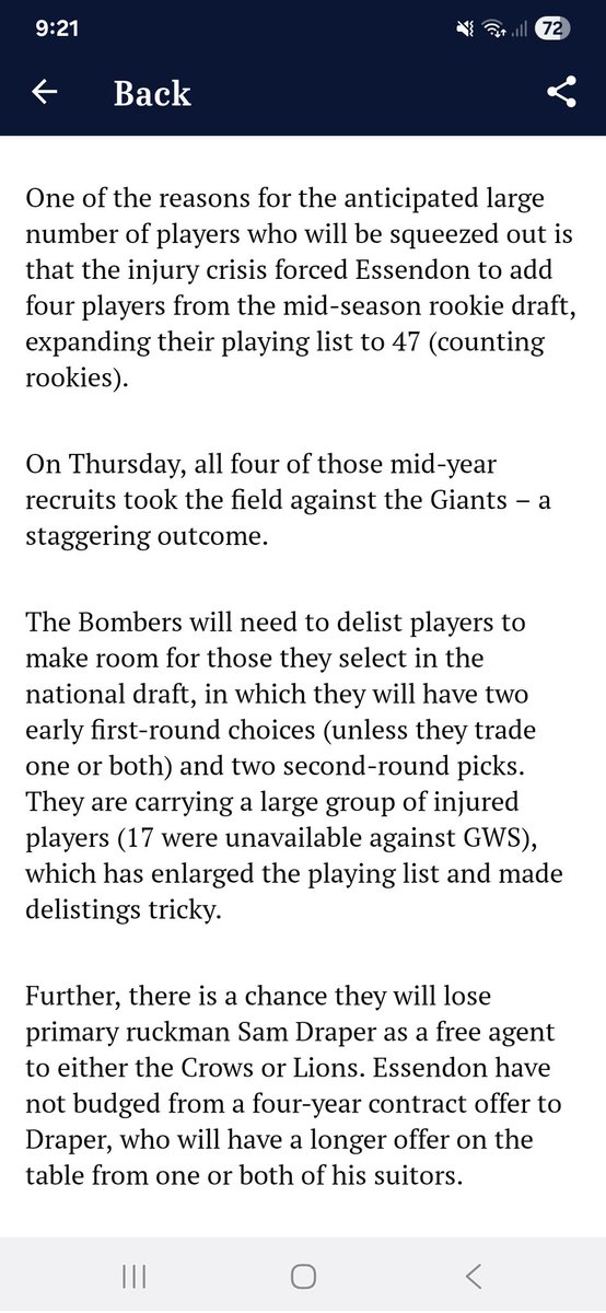PatrickRyen's tweet photo. More major change coming  @essendonfc - next the @AFL playing list. Up to 9 changes expected - heavy turnover since end 2022, 4 mid-year draft picks &amp; injury toll mean enlarged list &amp; a squeeze. Dons see @Adelaide_FC &amp; Bris Lions builds as models.
@JakeNiallTHEAGE #godons
♥️🖤👊 https://t.co/OLgG743rbQ