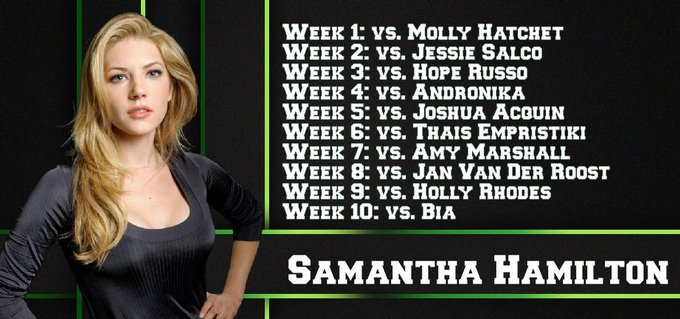 Samantha 'Titaness' Hamilton (@titanesssam) on Twitter photo Slightly late in showing this off, but I'm looking forward to debuting in #WrestleLeague. I've seen you around, <a href="/M0LLY_HATCHET/">Molly Hatchet-Lindstrom</a>. I know what you can do.
When #WrestleLeague begins, you and the rest of my opponents get to see first-hand everything that I'm capable of. 😉 Slightly late in showing this off, but I'm looking forward to debuting in #WrestleLeague. I've seen you around, <a href="/M0LLY_HATCHET/">Molly Hatchet-Lindstrom</a>. I know what you can do.
When #WrestleLeague begins, you and the rest of my opponents get to see first-hand everything that I'm capable of. 😉