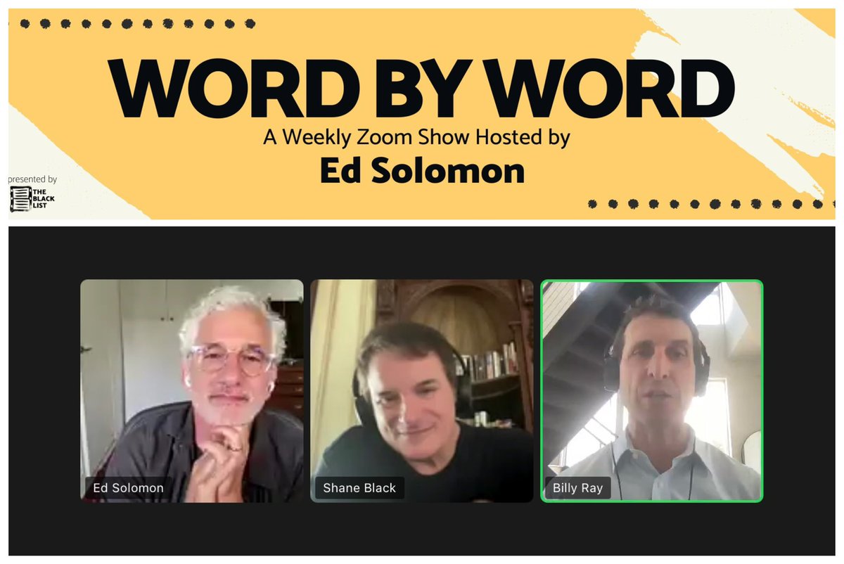 mortalken's tweet photo. Screenwriter @BillyRay5229 is the coolest. Stunned every time I see AMC THEATERS: WE MAKE MOVIES BETTER (2021) by how eloquently it articulates everything I love about movies.
He & #ShaneBlack & #EdSolomon talk film on WORD BY WORD (membership required).
https://t.co/Frd5QRxpAf https://t.co/qHl9JSBzXY
