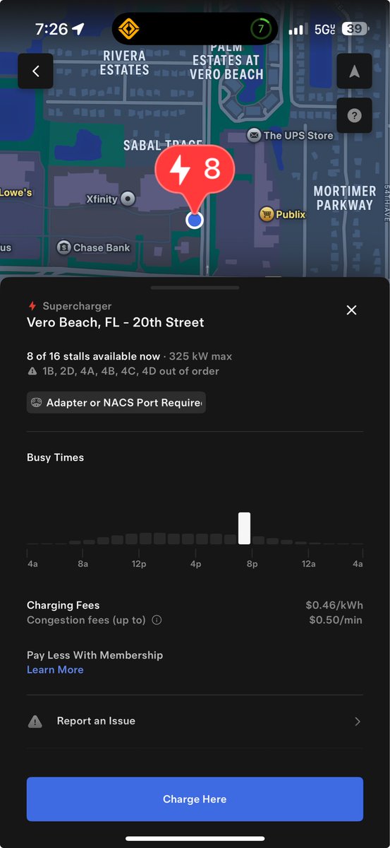 SP_LimitReviews's tweet image. Ummm at @TeslaCharging your brand new less than a month old Vero Beach charger 16 stall site has a cabinet down. Just letting you guys know. It’s the cabinet run 4A-4D