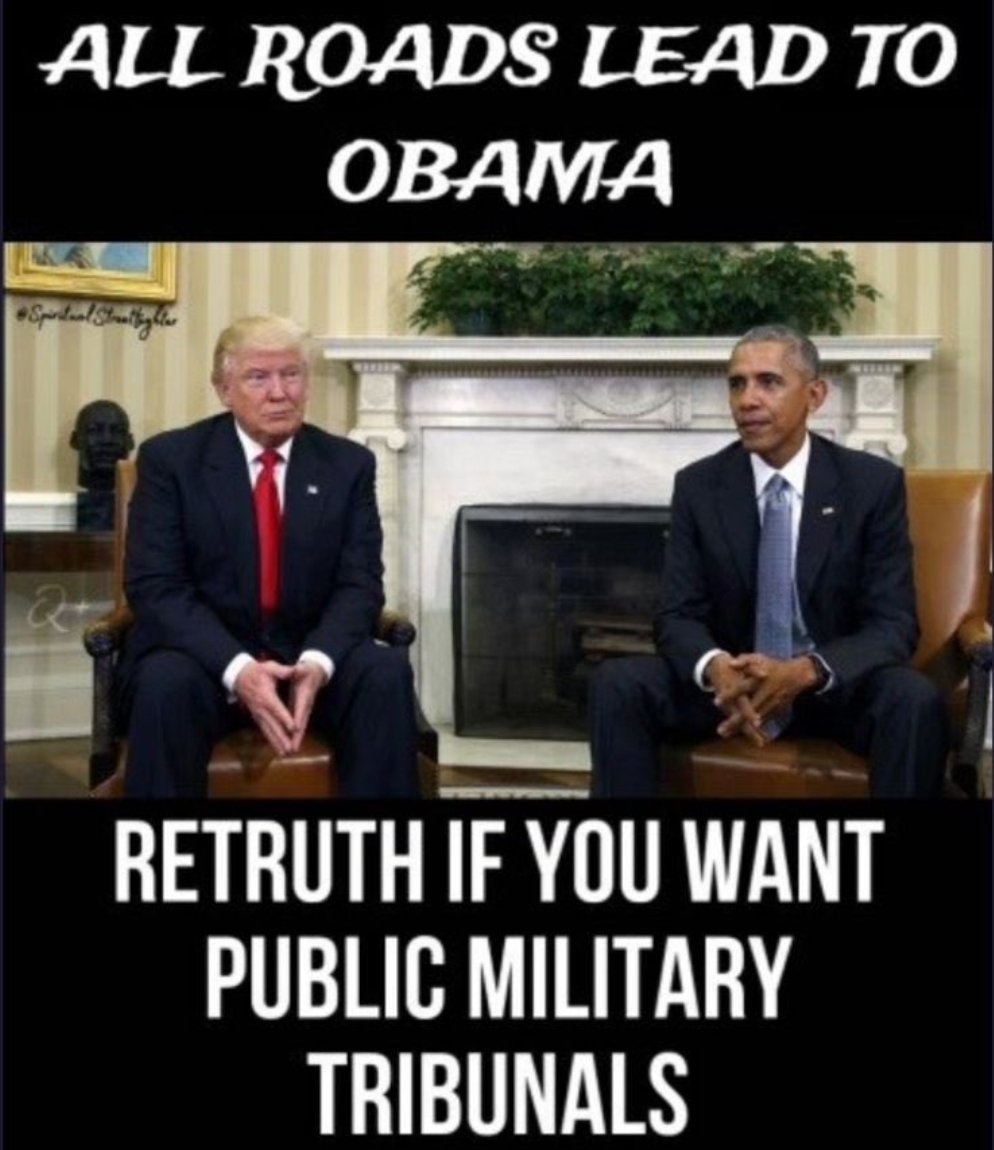 ShadowofEzra's tweet image. President Trump is once again hinting that he's building a legal case to have Barack Obama arrested.
He claims Obama and his "thugs" have now been fully exposed for orchestrating election fraud at the highest level.