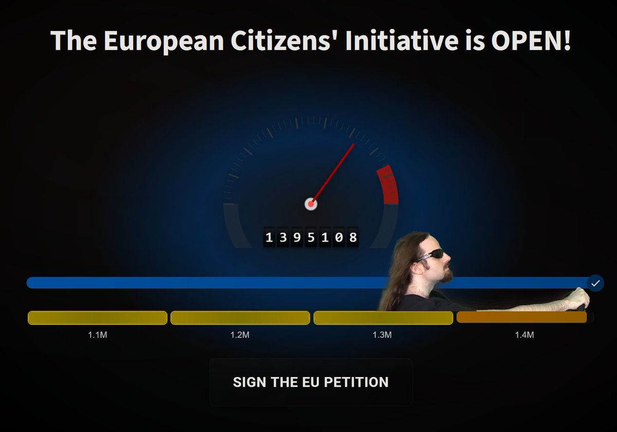 StopKilingGames's tweet image. "Just cruisin' by, seeing America, being awesome in your car!" - @accursedfarms : youtube.com/clip/UgkxXeiNe…

Cruising to 1.5 million! Don't let up on the gas! Petal to the metal! Friends and family count too!

stopkillinggames.com

eci.ec.europa.eu/045/public/#/s…

#StopKillingGames