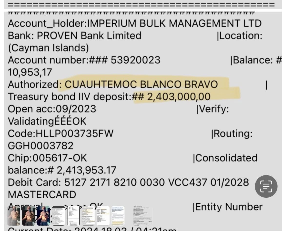 Alberto Millán (@millan_reporte) on Twitter photo EL EX GOBERNADOR CUAUHTÉMOC BLANCO TIENE INVERSIONES EN ISLAS CAIMÁN/ Hoy se filtró la cuenta millonaria que tiene <a href="/cuauhtemocb10/">Cuauhtémoc Blanco</a>, ex gobernador de Morelos y diputado federal de #Morena en el Banco Provent Bank Limited de las por una módica cantidad de 2 millones 406 mil dólares. EL EX GOBERNADOR CUAUHTÉMOC BLANCO TIENE INVERSIONES EN ISLAS CAIMÁN/ Hoy se filtró la cuenta millonaria que tiene <a href="/cuauhtemocb10/">Cuauhtémoc Blanco</a>, ex gobernador de Morelos y diputado federal de #Morena en el Banco Provent Bank Limited de las por una módica cantidad de 2 millones 406 mil dólares.