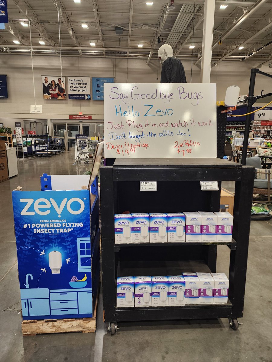Back by popular demand.....say bye bye to those pesky bugs with ZEVO. We've got the refills as well when u buy the kit. Come check it out at Lowe's-2246 is S Parkersburg this weekend! <a href="/brandon_lycans/">Brandon Lycans</a> <a href="/JBBailey88/">James Bailey</a> <a href="/kennygrimsley/">Kenny Grimsley</a> <a href="/ncjesslove/">Jessica Love</a> #R1DEMOS