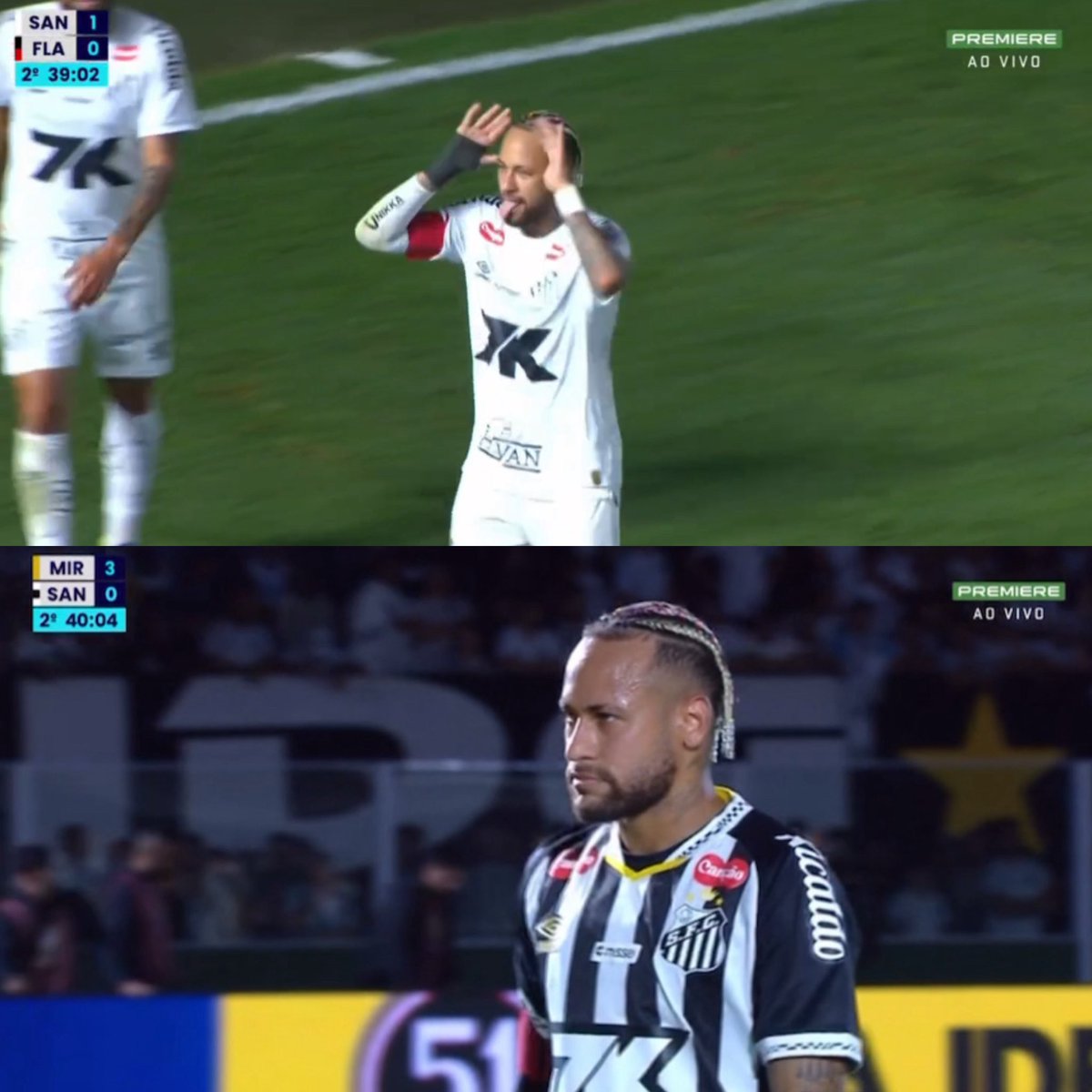 Contra o Flamengo / Contra o Mirassol

Neymar ficou em choque kkkkkkkkkkkkkkkkkkkkk