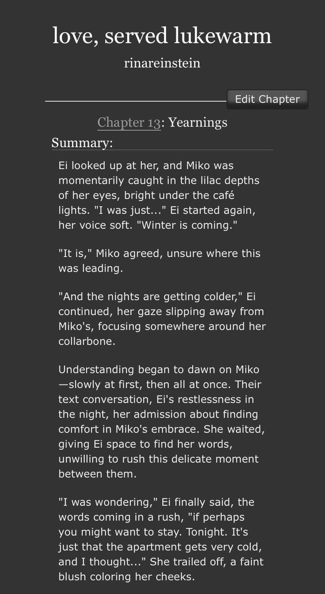 rinareinstein's tweet image. HEARTBREAK CAFE CHAP 13 UP
48% through slowburn
archiveofourown.org/works/64669240…
#eimiko