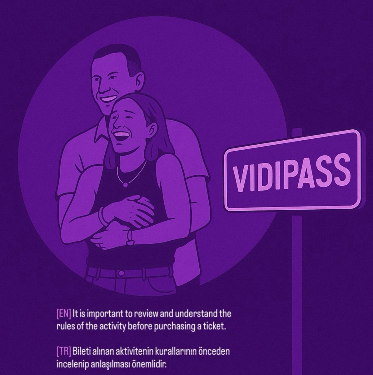 [EN] It is important to review and understand the rules of the activity before purchasing a ticket.

[TR] Bileti alınan aktivitenin kurallarının önceden incelenip anlaşılması önemlidir.

@Coldplay #ColdplayScandal #ColdplayKissCam #CEOaffair #HRaffair